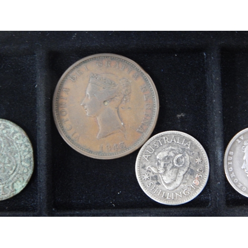 64B - A Tray containing a quantity of coins including: George I Half Penny 1720, George II Silver Shilling... 