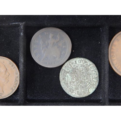 64B - A Tray containing a quantity of coins including: George I Half Penny 1720, George II Silver Shilling... 