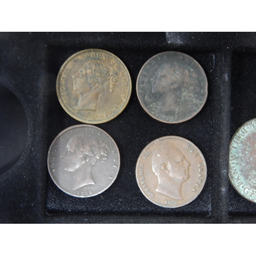 64B - A Tray containing a quantity of coins including: George I Half Penny 1720, George II Silver Shilling... 