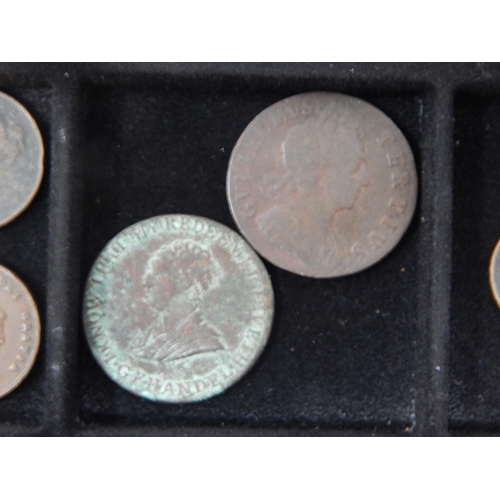 64B - A Tray containing a quantity of coins including: George I Half Penny 1720, George II Silver Shilling... 