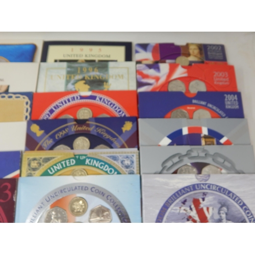 64F - 28 x Royal Mint Brilliant Uncirculated Annual Coin Sets 1988-2008