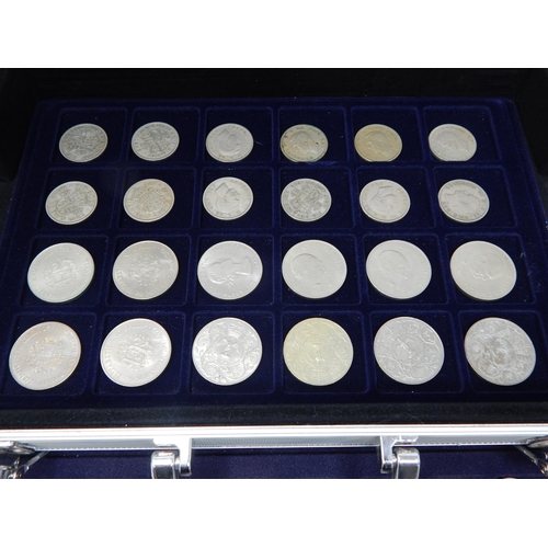 64 - Steel coin collectors case containing trays full of collectable pre-Decimal coinage