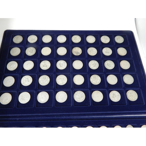 64 - Steel coin collectors case containing trays full of collectable pre-Decimal coinage