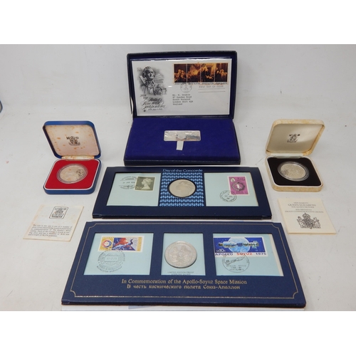 64L - Silver Commemorative Coins Including Concorde, Apollo Soyuz Space Mission, American Independence, QE... 