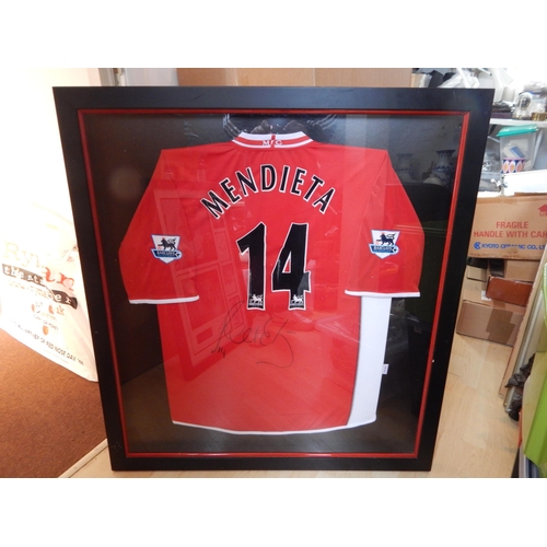 449 - Middlesborough Football Club: Gaizka Mendieta No 14 Signed Football Shirt, July 2006: Framed & Glaze... 