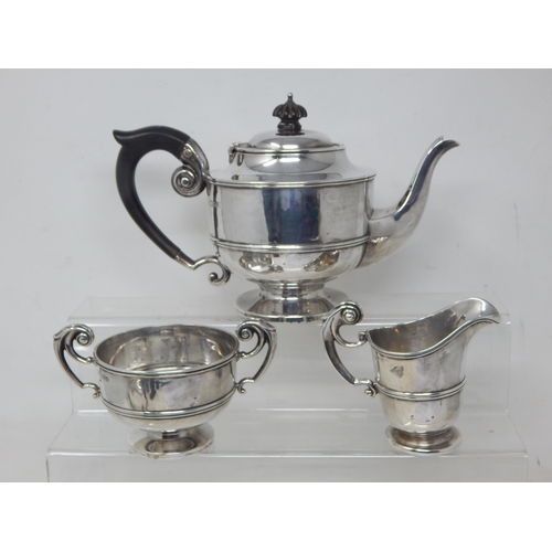 Edwardian Silver 3 Piece Bachelors Tea Set: Hallmarked Chester 1907 by Nathan & Hayes: Gross weight 670g