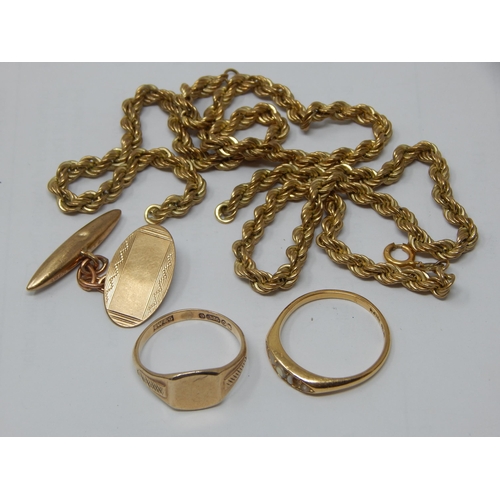 A Quantity of 9ct & 18ct Gold Oddments: 9ct = 10.87g: 18ct = 2.72g