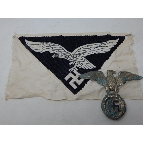 456 - WWII Large Luftwaffe Badge 12cm wide x 9cm high together with a vehicle pennant.