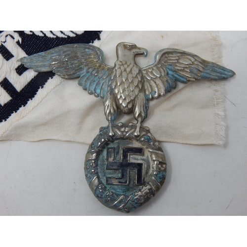 456 - WWII Large Luftwaffe Badge 12cm wide x 9cm high together with a vehicle pennant.