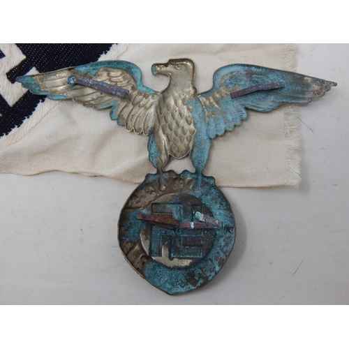 456 - WWII Large Luftwaffe Badge 12cm wide x 9cm high together with a vehicle pennant.