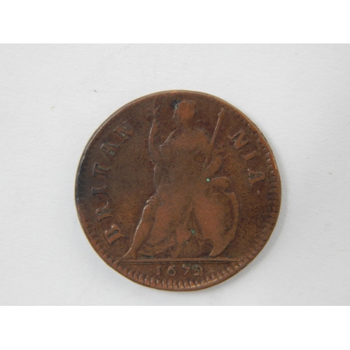 99B - Charles II Farthing 1672: Peck 529 V.F