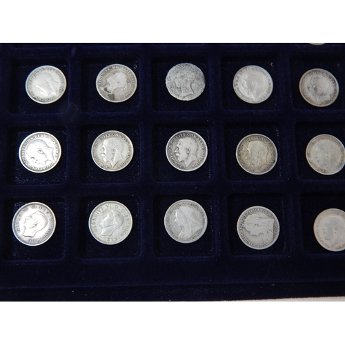 99E - A Tray Containing 77 QV & Later Silver Threepences