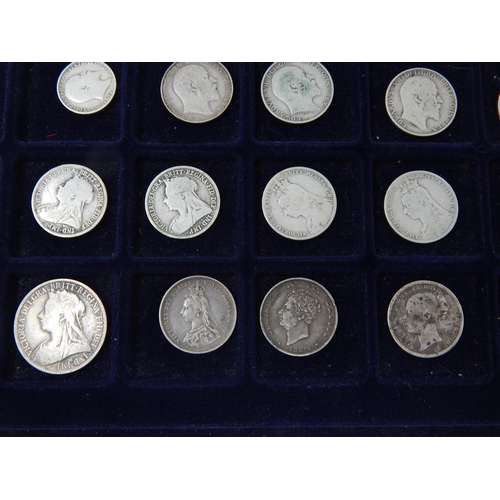 99F - A Tray Containing a Quantity of Silver GB Coinage Including George IV, Victoria Later (42)