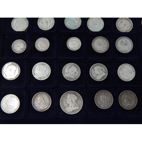 99F - A Tray Containing a Quantity of Silver GB Coinage Including George IV, Victoria Later (42)