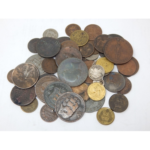 99P - A Quantity of Georgian & Victorian Coinage together with two George III Sovereign weights (lot)