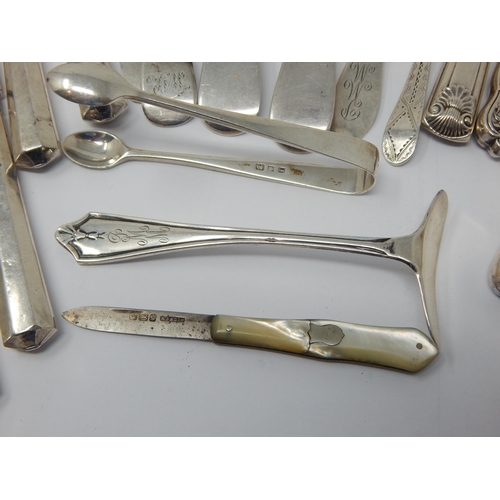 100E - A Small Quantity of Silver Flatware (192g) together with a Silver Bladed Fruit Knife & Silver Handle... 