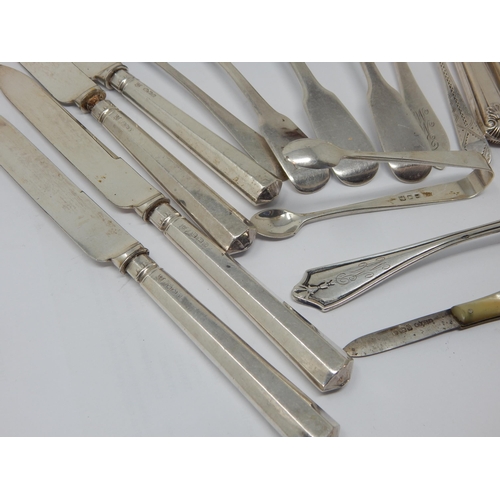 100E - A Small Quantity of Silver Flatware (192g) together with a Silver Bladed Fruit Knife & Silver Handle... 