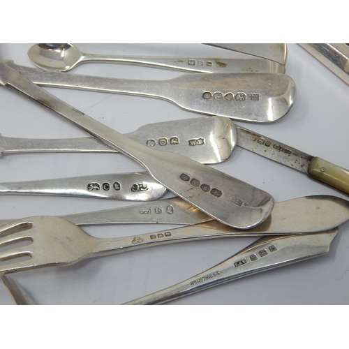 100E - A Small Quantity of Silver Flatware (192g) together with a Silver Bladed Fruit Knife & Silver Handle... 