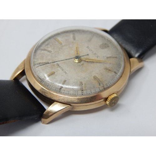 124A - Gentleman's 9ct Gold Rolex Precision Manual Wind Wristwatch c.1960's with Gold Baton Markers & Sweep... 