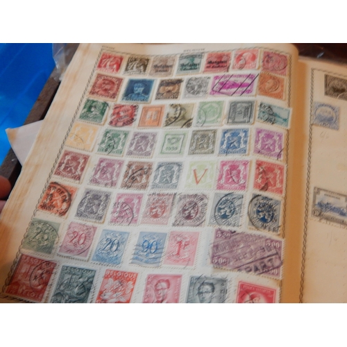 99U - A Large Wooden Tray Containing Stamp Albums, Albums of First Day Covers, Banknotes, Coins etc (lot) ... 