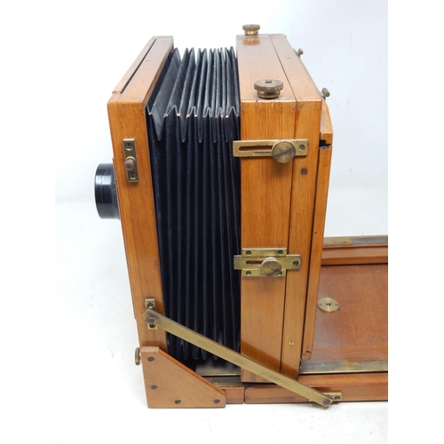 462 - A Sands Hunter & Co Tailboard Square Bellows Full Plate Mahogany & Brass Camera with Dallmeyer Lens.... 