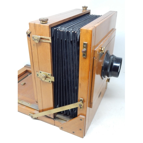 462 - A Sands Hunter & Co Tailboard Square Bellows Full Plate Mahogany & Brass Camera with Dallmeyer Lens.... 