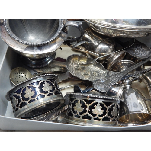 127 - A Large Quantity of Silver Plated Wares Including Tray, Coasters, Pots, Basket, Candlesticks, Condim... 