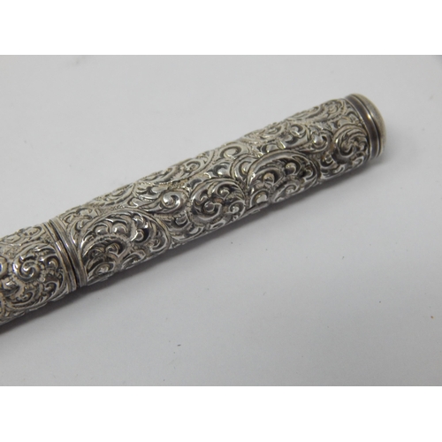 130 - Edwardian Silver Pen Casing Hallmarked London 1902 by Waterman together with a Victorian Silver Doub... 