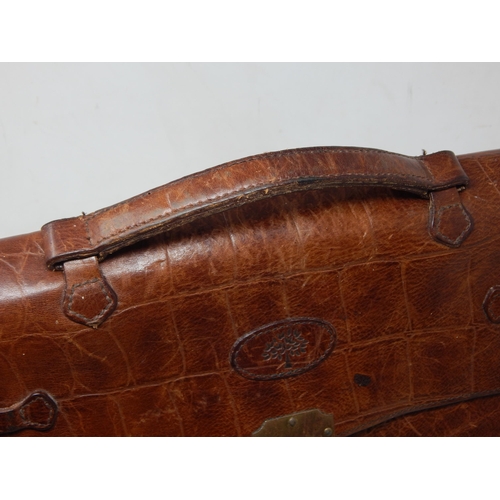 332 - Vintage Mulberry Brown/Tan Crocodile Textured Leather Case having three interior sections with pen h... 