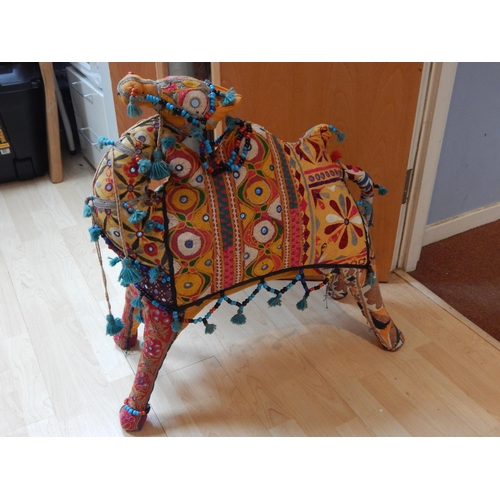 333 - Very Large Vintage Hand Crafted Indian Cloth Camel with Mirror Embroidered Panels, with Native Bead ... 