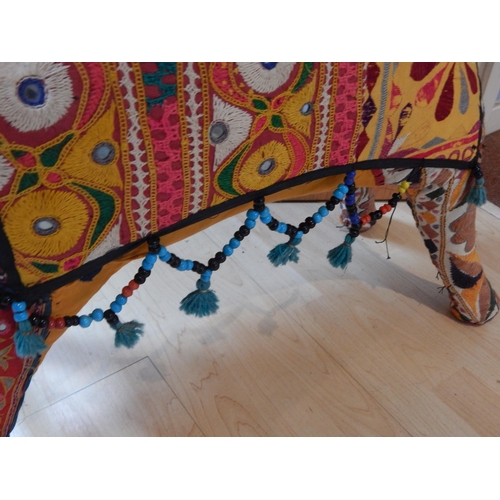 333 - Very Large Vintage Hand Crafted Indian Cloth Camel with Mirror Embroidered Panels, with Native Bead ... 