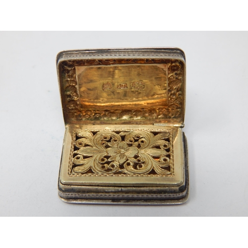 138 - George III Silver Vinaigrette with Hinged Pierced Gilded Grille: Hallmarked Birmingham 1818 by John ... 