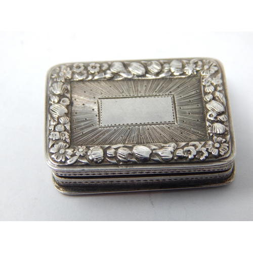 138 - George III Silver Vinaigrette with Hinged Pierced Gilded Grille: Hallmarked Birmingham 1818 by John ... 