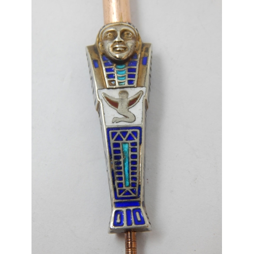 140 - 1920's Silver & Enamel Propelling Pencil Formed as an Egyptian Sarcophagus.