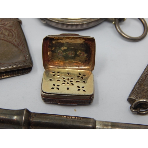 142 - A Quantity of Hallmarked Silver Including a George III Silver Vinaigrette, Full Hunter Pocket Watch ... 