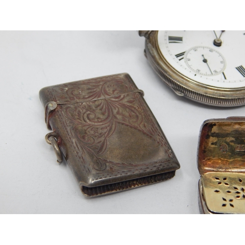 142 - A Quantity of Hallmarked Silver Including a George III Silver Vinaigrette, Full Hunter Pocket Watch ... 