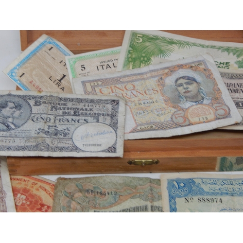 81 - A Quantity of GB & World Banknotes contained in a wooden cigar box