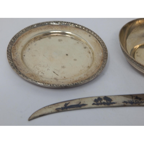 131T - Foreign Silver Bowls together with a Paperknife: Weight 138g