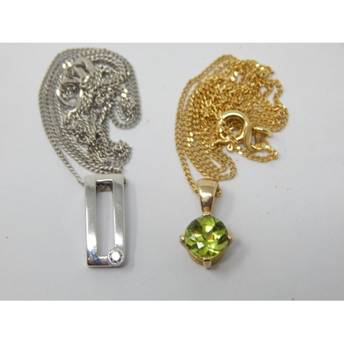 256 - 9ct White Gold Pendant Necklace together with a 9ct Yellow Gold Pendant Necklace: Gross weight 4.16g