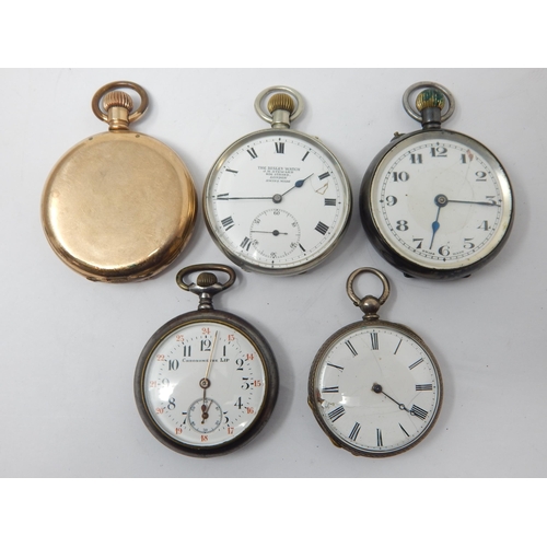 260 - 5 x Pocket Watches Including Silver Examples