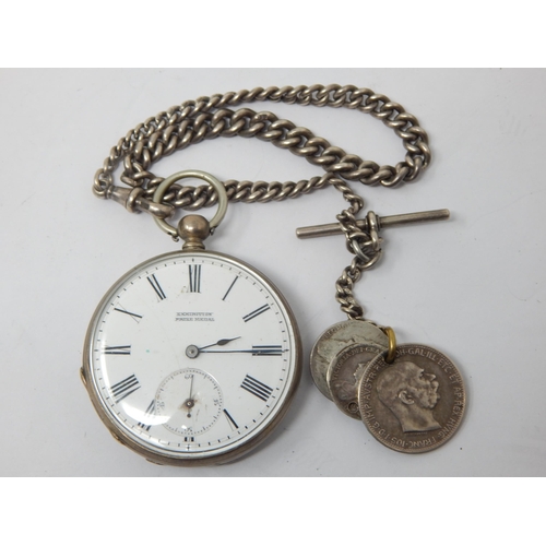 261 - Gentleman's Silver Pocket Watch with Silver Albert Chain