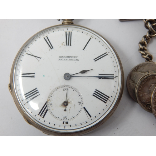 261 - Gentleman's Silver Pocket Watch with Silver Albert Chain