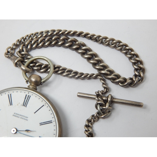 261 - Gentleman's Silver Pocket Watch with Silver Albert Chain