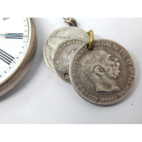 261 - Gentleman's Silver Pocket Watch with Silver Albert Chain