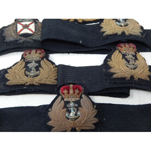 391 - Leather Naval belt with Brass Buckle together with a Quantity of Naval Badges