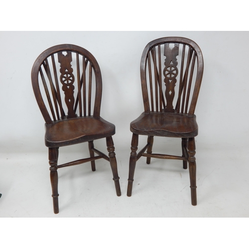 374 - A Pair of Apprentice Wooden Wheelback Chairs