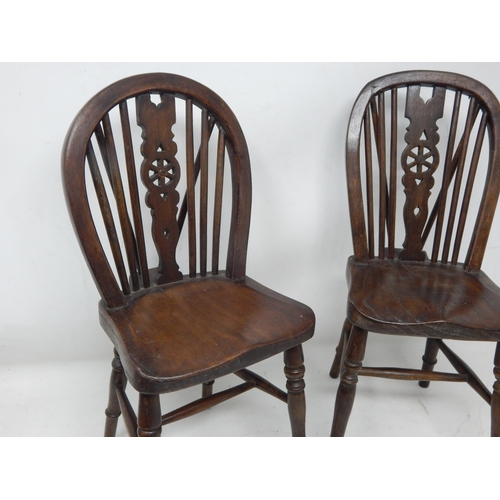 374 - A Pair of Apprentice Wooden Wheelback Chairs