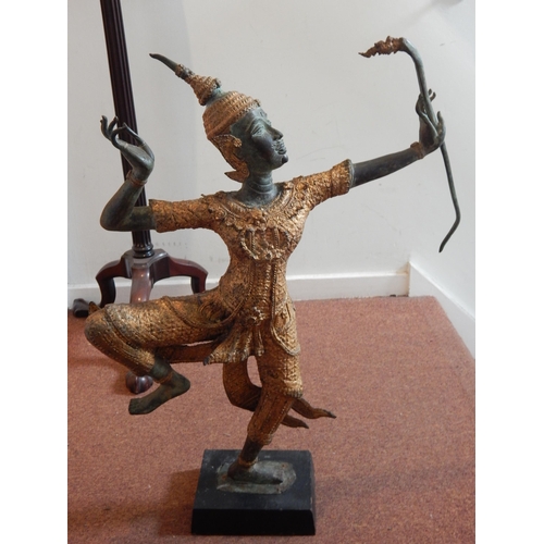 382 - Large Bronze Balinese Statue of a Bowman Warrior: Height 24