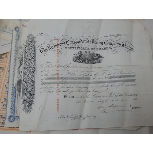 57 - A Large Quantity of Early 20th Century Bonds/Share Certificates for Gold Mines, Silver Mines, Copper... 