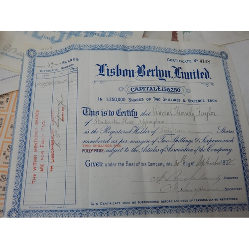 57 - A Large Quantity of Early 20th Century Bonds/Share Certificates for Gold Mines, Silver Mines, Copper... 